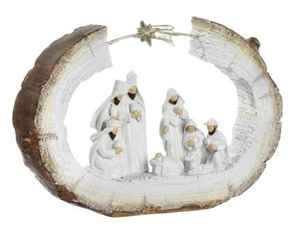 Gruppo Presepe stilizzato in tronco 18.5 cm PB18558