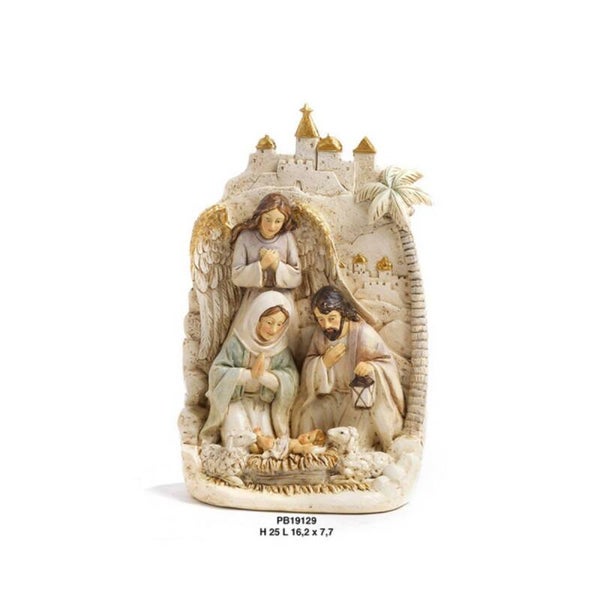 Gruppo Natività' con  Angelo e Paesaggio 25 Cm PB19129