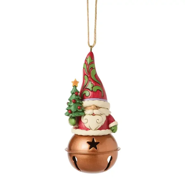 Ornamento Gnomo Babbo Natale su Campanellino 10 cm Jim Shore 6017306