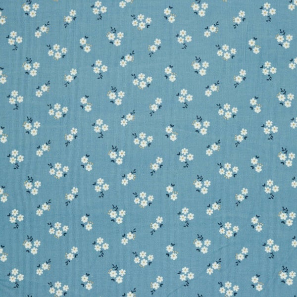 Ribstof flower lichtblauw