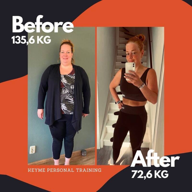 Transformatie van Kim door personal training van Keyme Personal Training