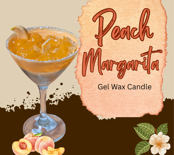 Peach Margarita Gel Wax Candle | Handmade Cocktail-Inspired Candle with Faux Peaches