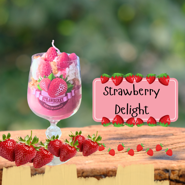 Strawberry Delight Whipped Soy Candle | Strawberry Shortcake Dessert Candle | Handmade