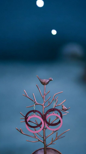 Boucle d'oreille rond bois