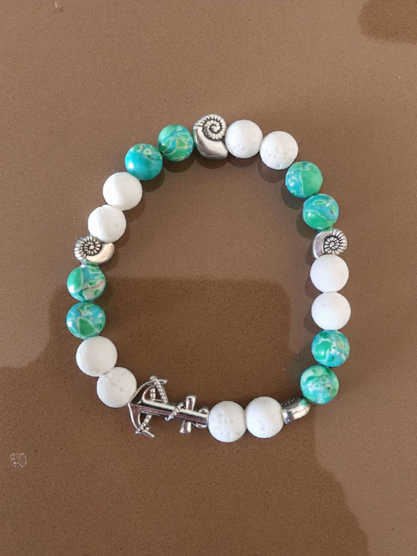 bracelet en pierre de lave & chrysocolle