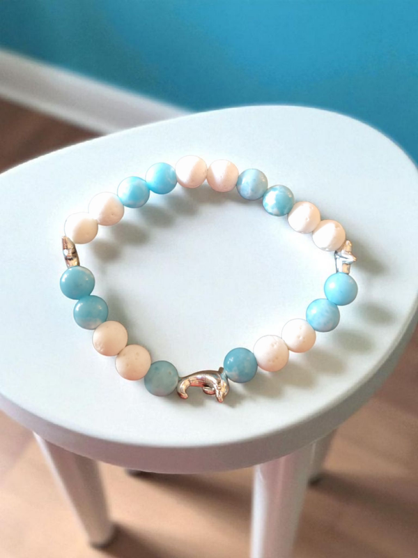 bracelet en pierres de lave et Aragonite
