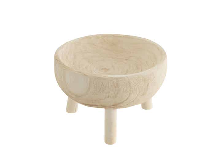 Schaal Op Tripod Paulownia Hout Wit