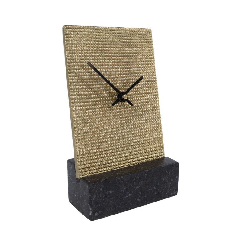 Klok "Pepijn" S oud messing aluminium 11x4x20cm