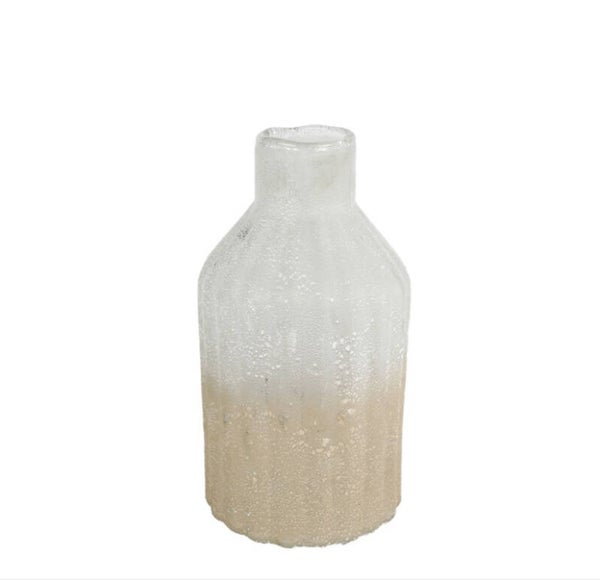 Vaas "Petra" crème/bruin glas 10x10x19cm