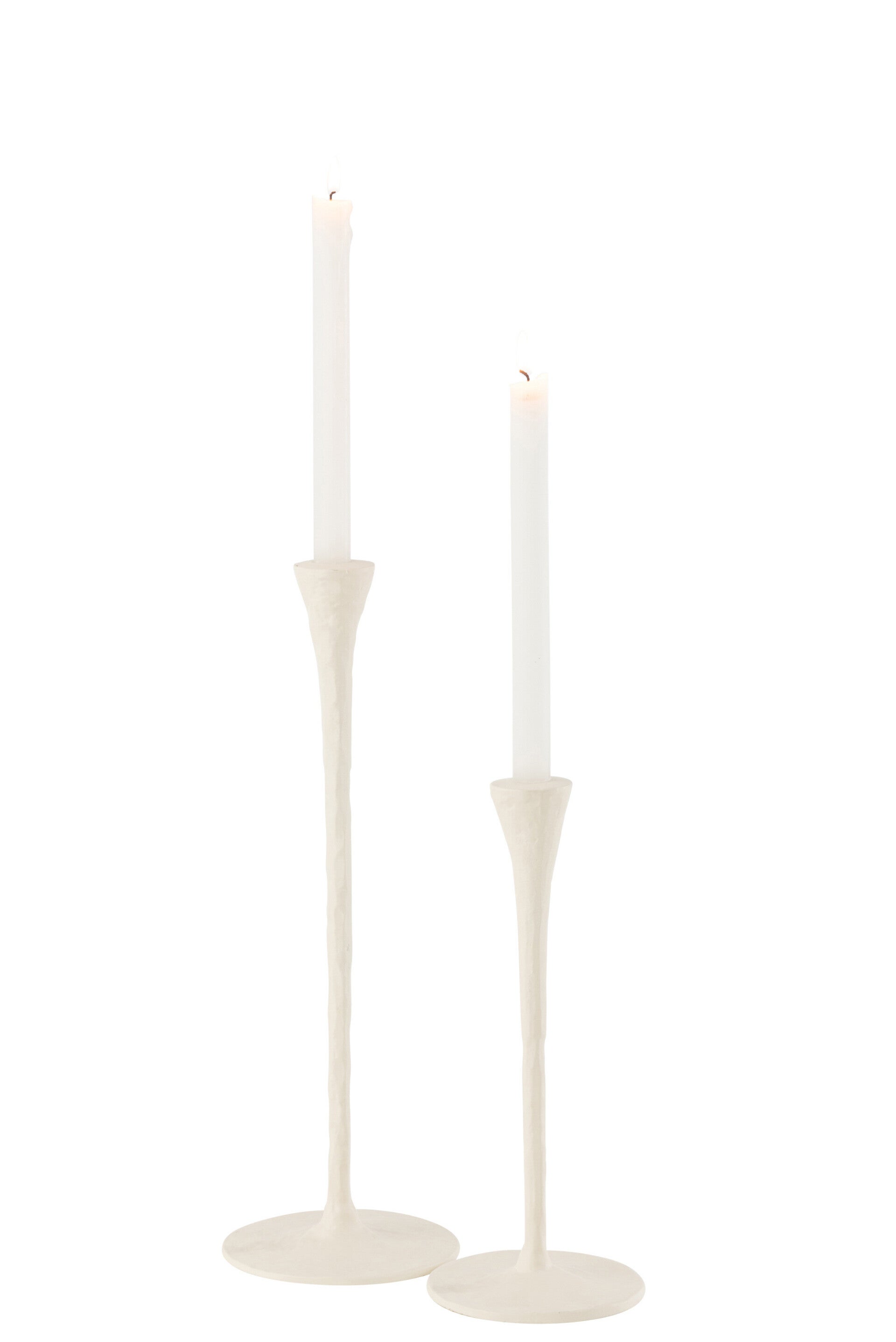 Set Van Twee Kandelaar Goa Aluminium Wit