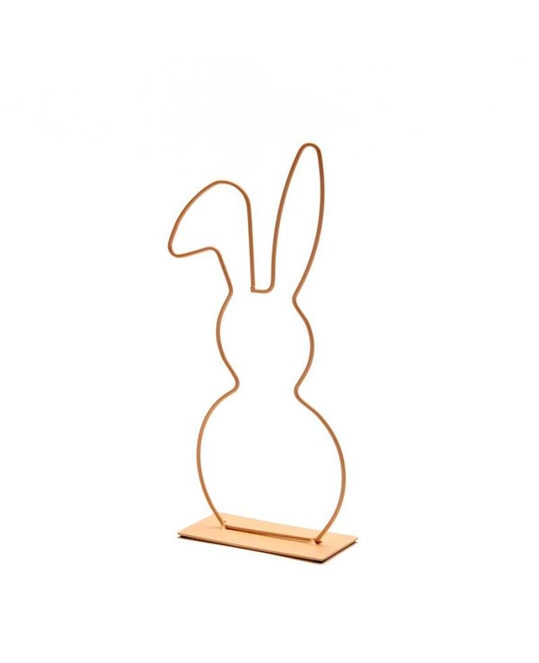 Metalen haas op voet 13x29cm apricot