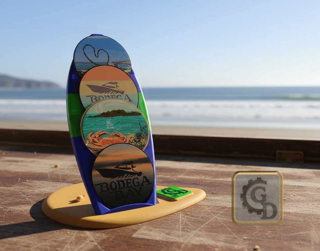 Coastal Sticker Display & 33 Stickers