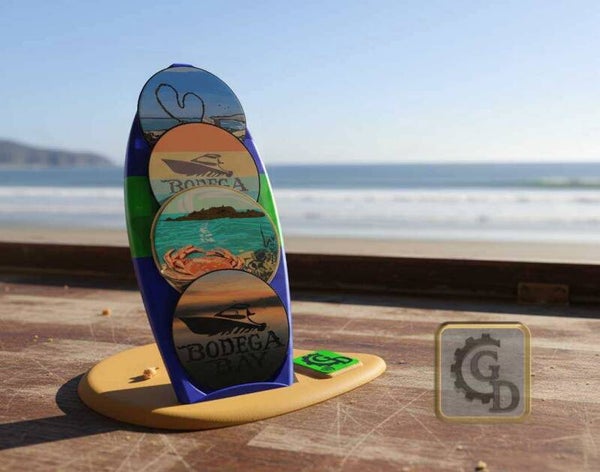Coastal Sticker Display & 33 Stickers