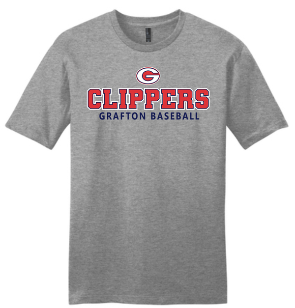 Baseball Grey Cotton Clippers Front Tee