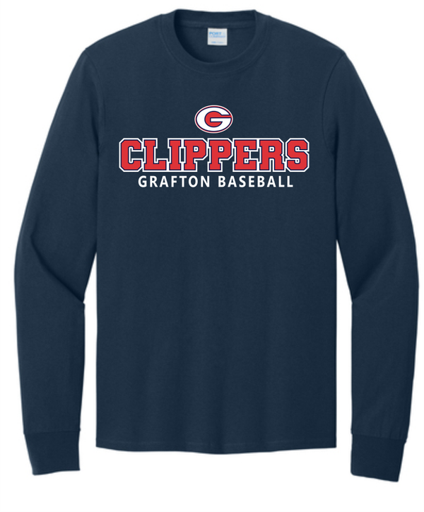 Long Sleeve Front Clippers Navy Tee