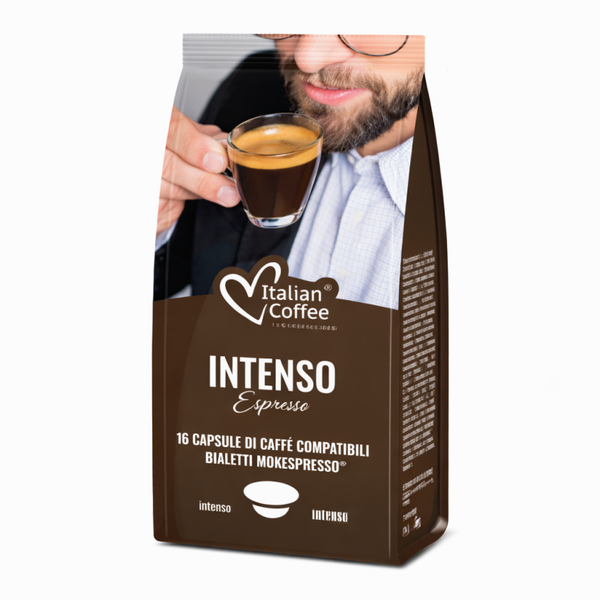 16 capsule Italian coffee gusto intenso compatibili bialetti
