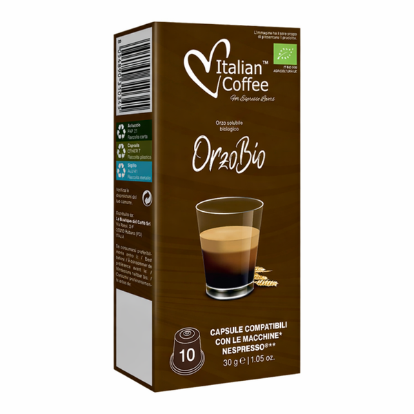 10 capsule Italian coffee miscela orzo bio compatibili Nespresso