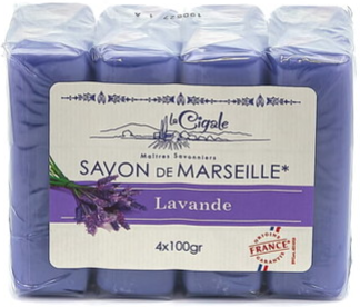 La Cigale Marseille zeep 4x100gr lavendel. Doos van 15 stuks