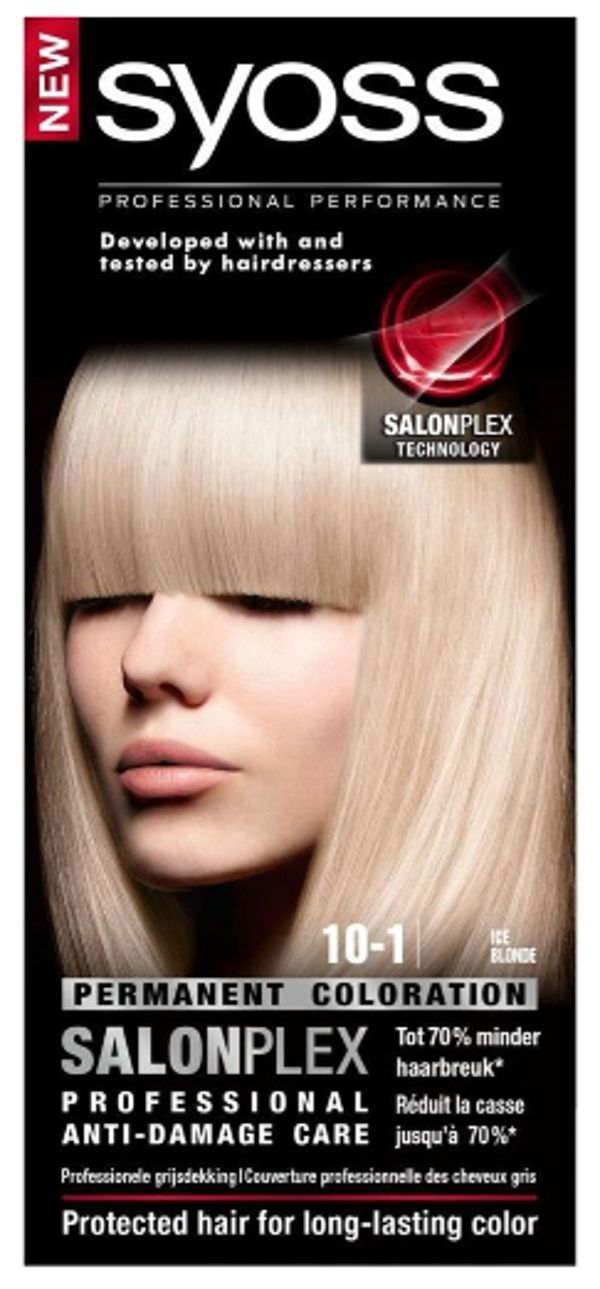 Syoss Salonplex Permanent Coloration 10-1 Ice Blonde. Doos van 6 stuks