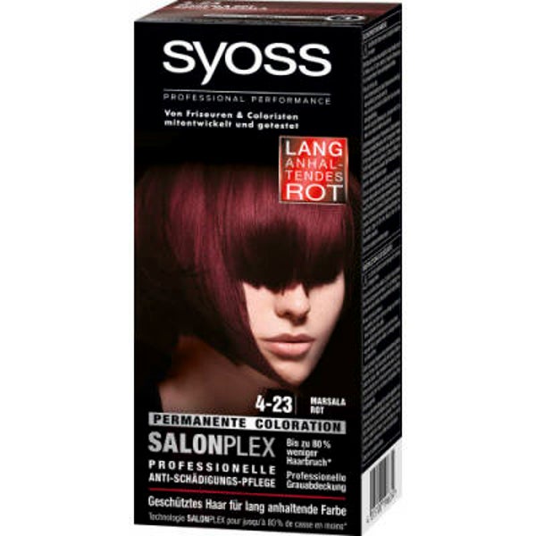 Syoss Haarkleuring Salonplex Marsala Rot 4-23 Permanent. Doos van 6 stuks