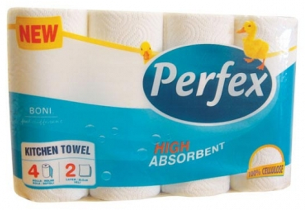 Perfex Keukenrol 4 Rollen 2-laags High Absorbent. Doos van 12 stuks