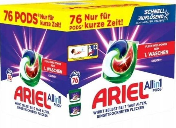 Ariel All-in-1 Pods Color – 76 wascapsules-2x38 pods. Stuksprijs: € 22,80