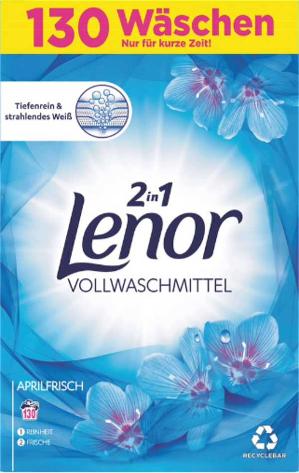 Lenor Waspoeder April Fresh 130 Wasbeurten. Doos van 3 stuks