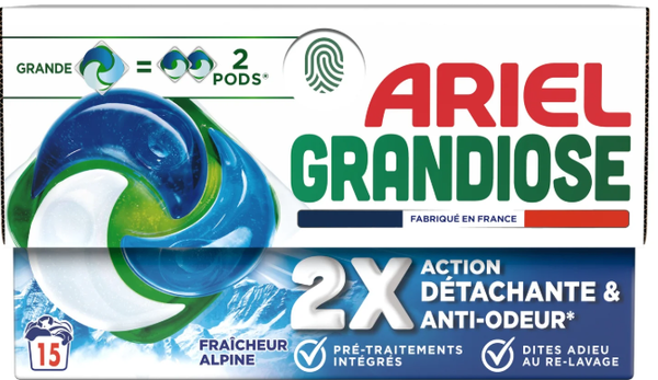Ariel Pads Alpine Freshness 15 wasbeurten.  Doos van 6 stuks, Stuksprijs: €4,50