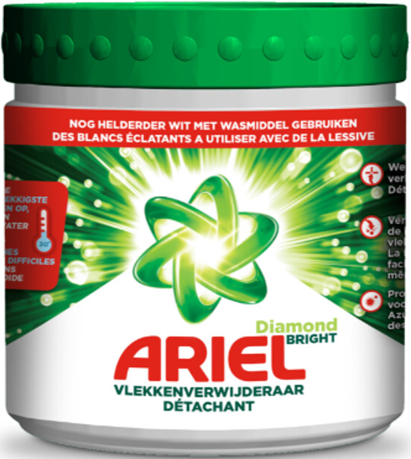 Ariel Diamond Bright White – Vlekverwijderaar – 500 g  Doos van 6 stuks  Stuksprijs: €3,89