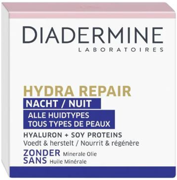 Diadermine Hydra Repair nachtcrème 50ml. Doos van 6 stuks