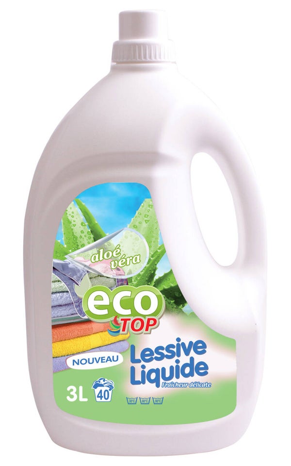 EcoTop vloeibaar wasmiddel Aloè vèra 3L 40 wasbeurten. Doos van 4 stuks