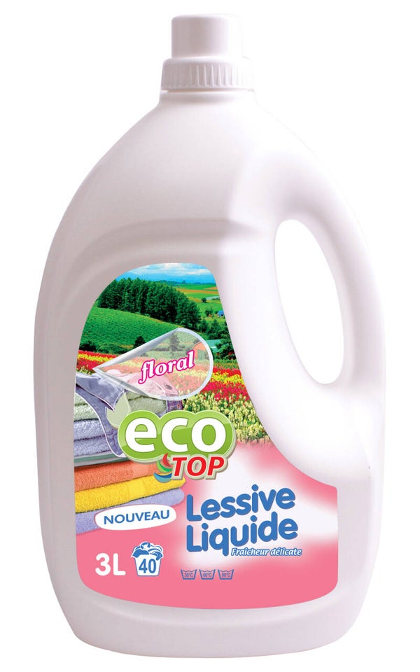 EcoTop vloeibaar wasmiddel Floral 3L 40 wasbeurten. Doos van 4 stuks