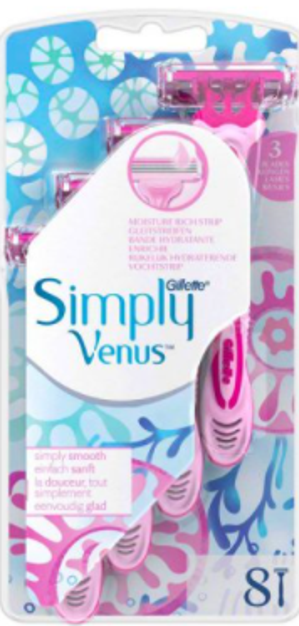 Gillette Wegwerpmesjes Venus Simply Venus 8 stuks. Doos van 6 stuks