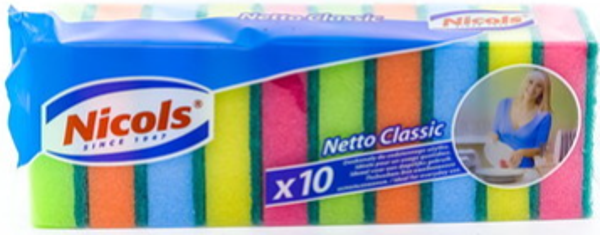 Nicols schuurspons 10st synthetisch klassiek. Doos van 28 stuks