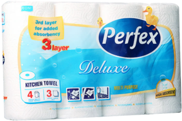 Perfex Keukenrol 4 Rollen 3-laags High Absorbent. Doos van 12 stuks