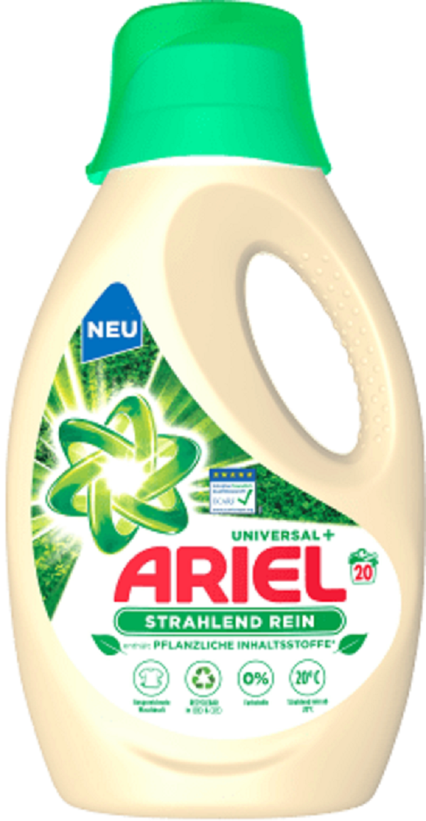 Ariel Vloeibaar Wasmiddel Universeel Plantaardig 20 Wasbeurt. Doos van 4 stuks