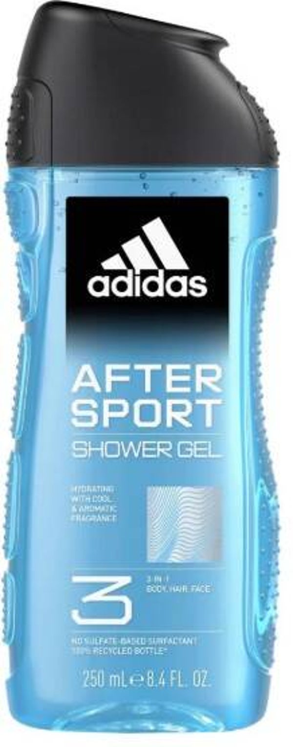 Adidas After Sport 3-in-1 Shower Gel 250ml. Doos van 6 stuks. Stuksprijs: €1,50