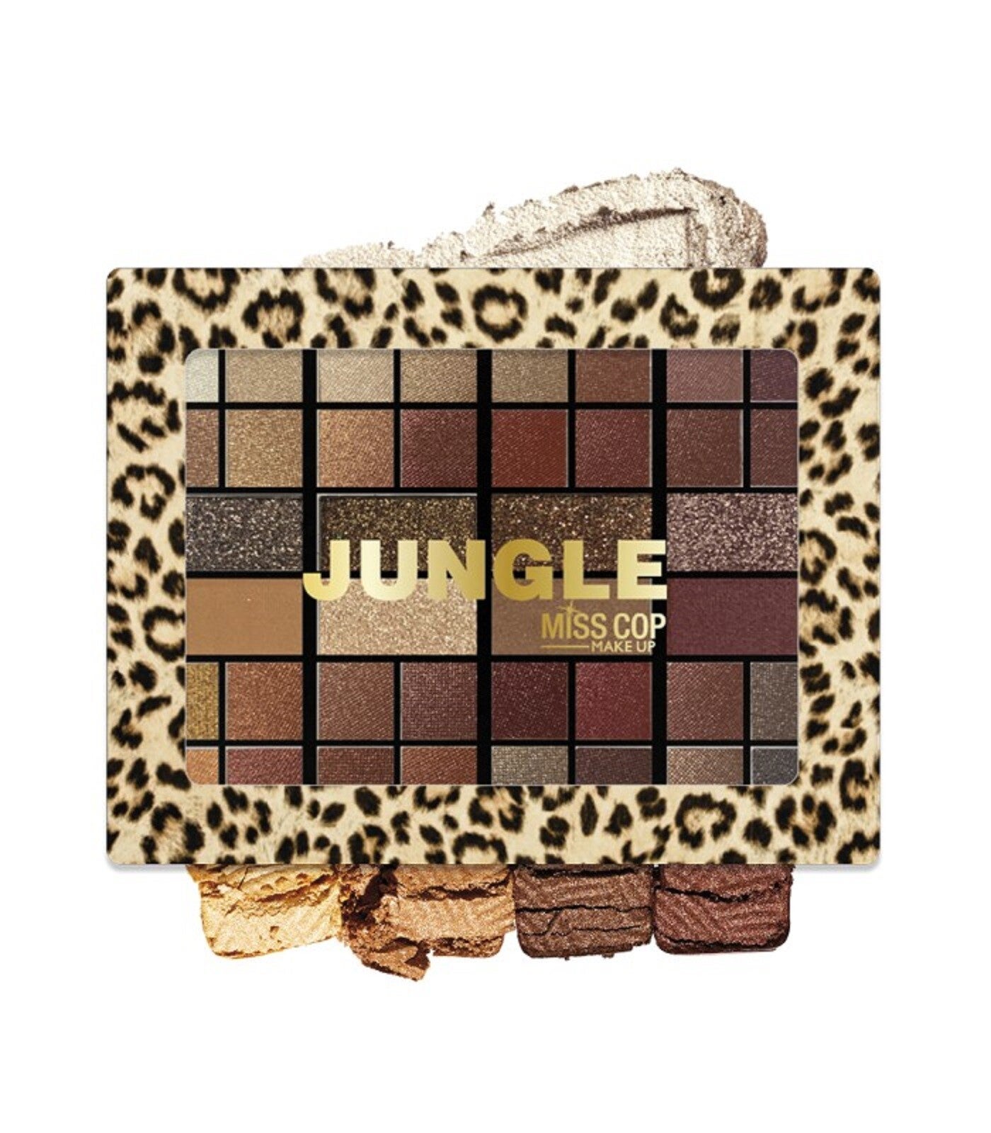 Miss Cop Jungle Vegan oogschaduwpalet bestaat uit 40 oogschaduwkleuren. Stuksprijs: € 6,99