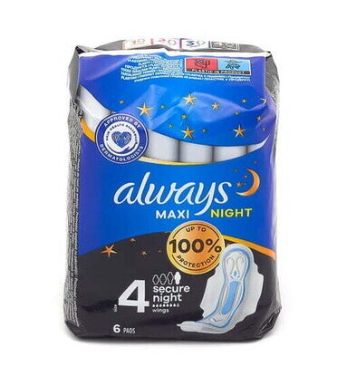 Always Classic maxi secure nacht 6st met vleugels maat 4. Doos van 16 stuks