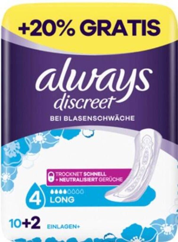 Always Discreet Incontinentie 2 + 10 - Maandverband. Stuksprijs: €2,80