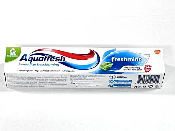Aqaufresh freshmint Tandpasta - 75ml. Doos van 12 stuks. Stuksprijs: € 1,25