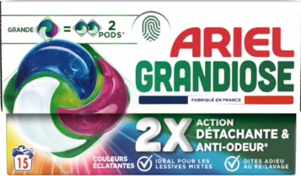 Ariel 2x Big One Colors Wasmiddelpods – 15 wasbeurten. Doos van 6 stuks. Stuksprijs: €4,50