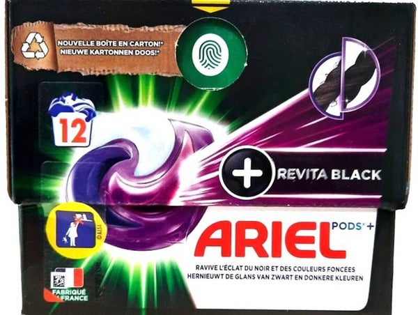 Ariel All-in-1 Pods+ Revita Black 12 wasbeurten – 255,6 g  Doos van 4 stuks  Stuksprijs: €5,04