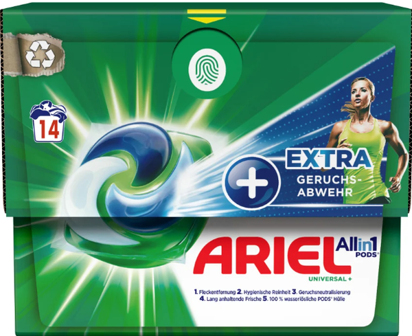 Ariel All-in-1 pods universal+ Extra 14 wasbeurten  Doos van 4 stuks  Stuksprijs: € 4,20