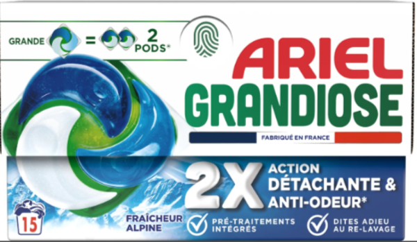 Ariel Pads Alpine Freshness 15 wasbeurten. Doos van 6 stuks. Stuksprijs: €4,50