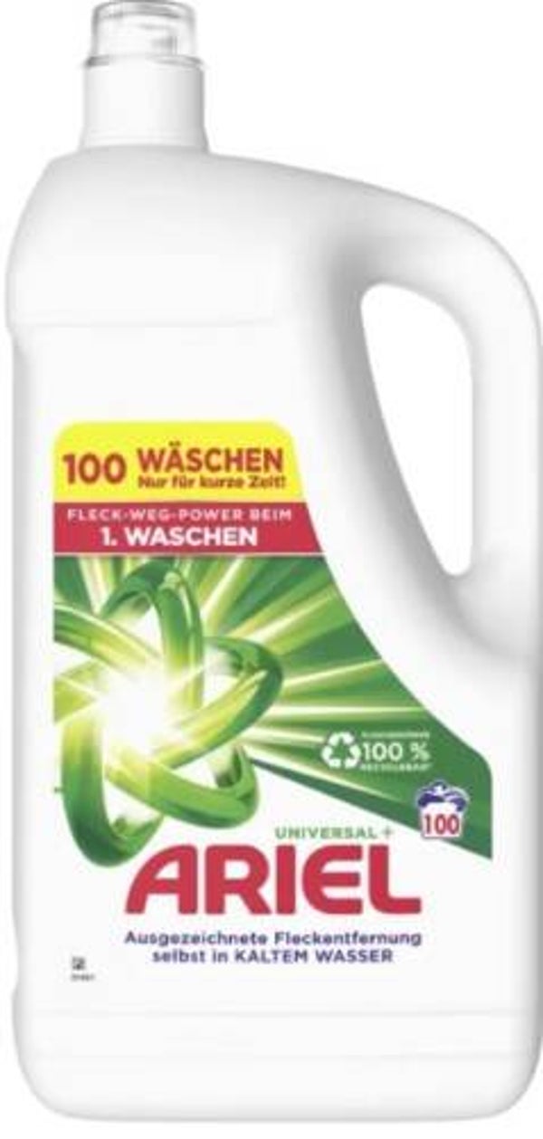 Ariel Vloeibaar Universeel+ 5L - 100sc  Doos van 3 stuks  Stuksprijs: € 22,75