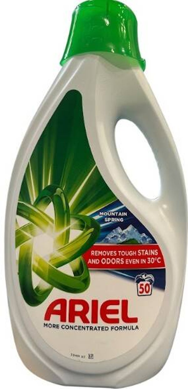 Ariel vloeibaar wasmiddel mountain spring 50sc 2.25L   Doos van 4 stuks  Stuksprijs: €7,55