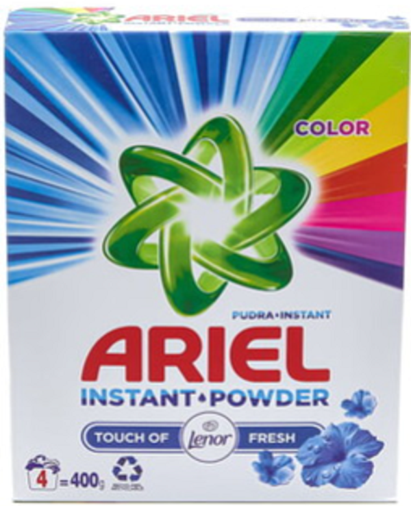 Ariel Waspoeder touch of lenor 400gr 4 wasbeurten. Doos van 11 stuks