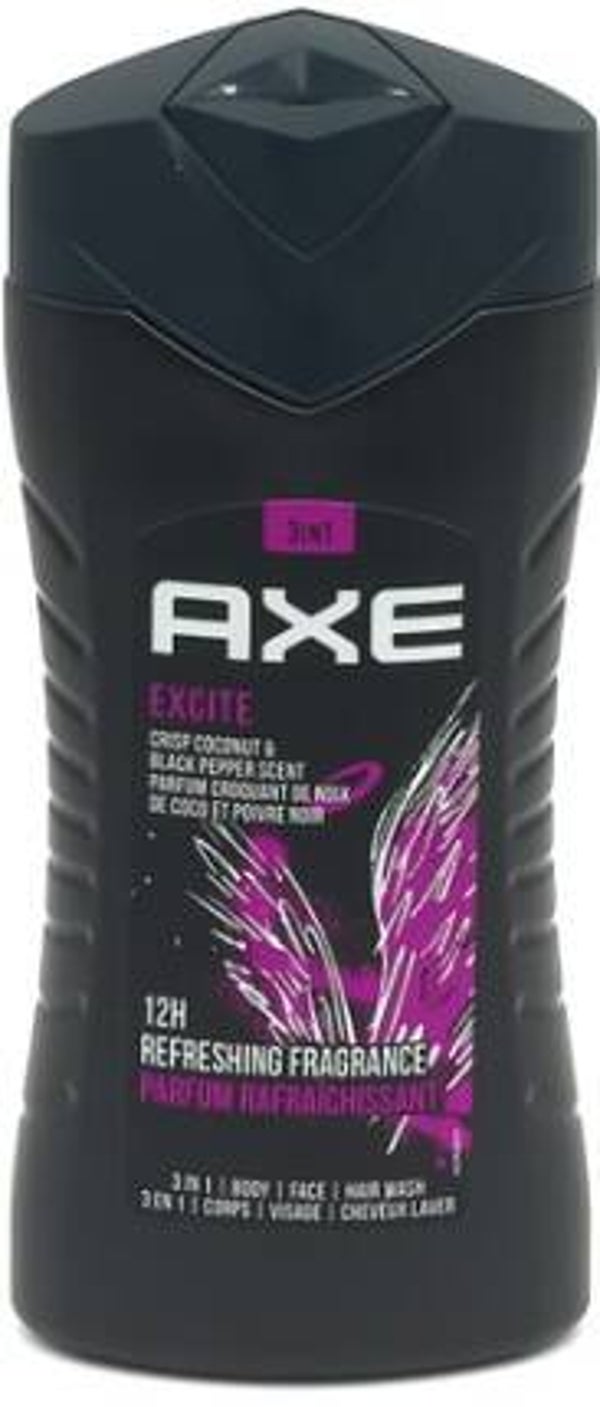 Axe douchegel 250ml Excite 3in1. Doos van 6 stuks.Stuksprijs: €1,73