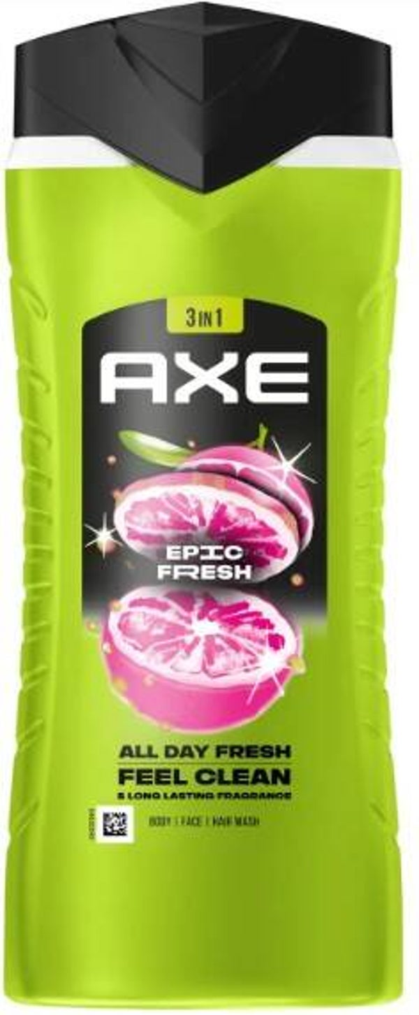 Axe Douchegel 3in1 Epic Fresh - 400 ml. Doos van 6 stuks. Stuksprijs: €2,70